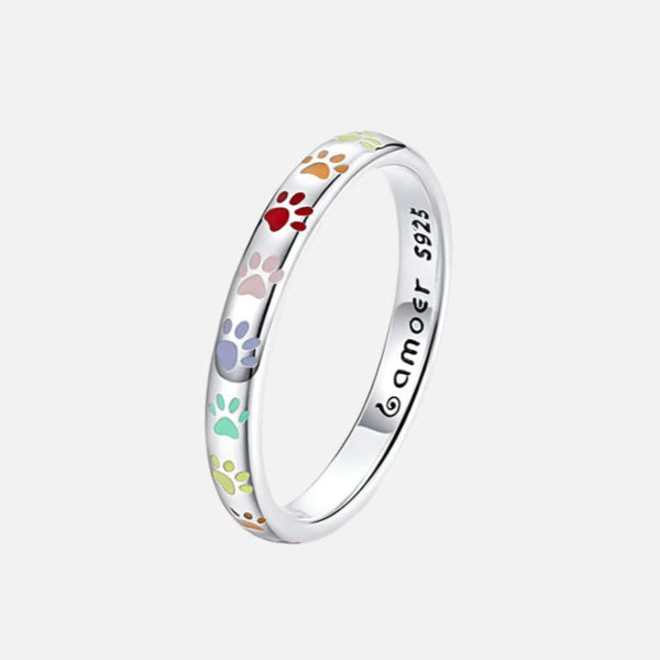 Bague en argent sterling avec motif de patte