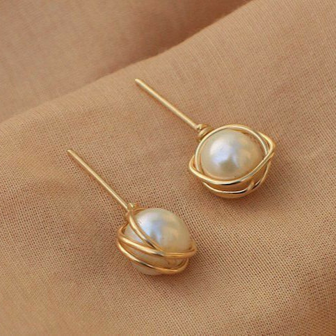 Boucles d'oreilles vintage perles Golden Threads
