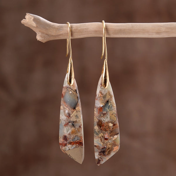 Boucles d'oreilles crochet en jaspe céleste