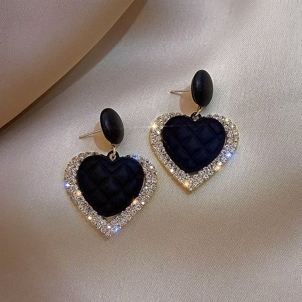 Boucles d'oreilles en forme de cœur or noir