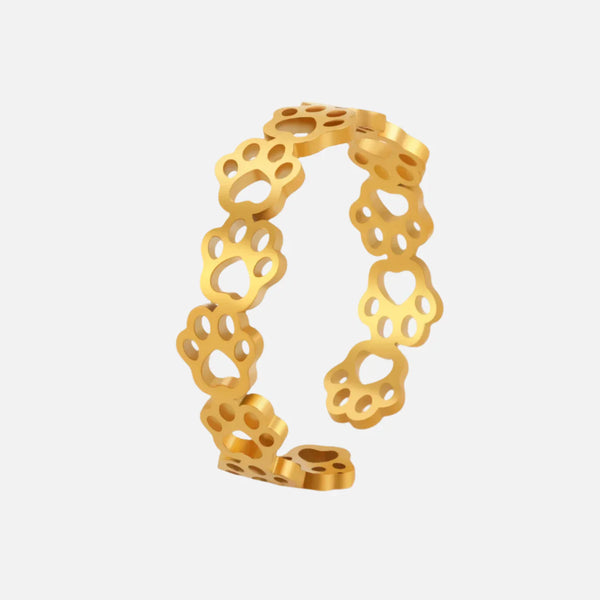 Bague ajustable patte de chien – Fabriquée en acier inoxydable