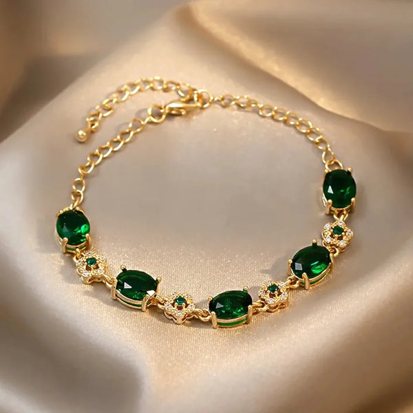Bracelet en cristal vert "Jardin Enchanté"