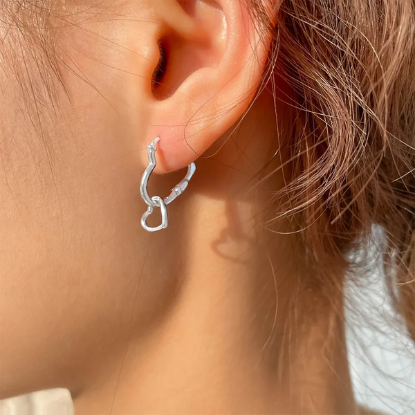 Boucles d'oreilles cœur vintage argentées