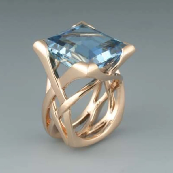 Bague en Zirconium Bleu Rose Vintage