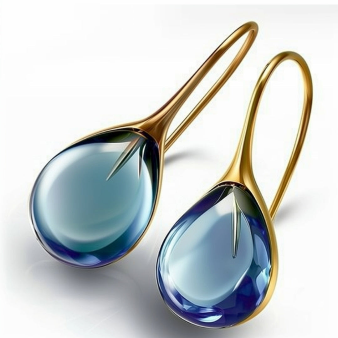 Boucles d'oreilles goutte d'eau en cristal doré