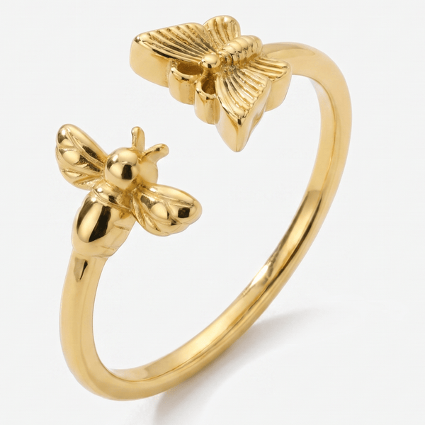 Bague Abeille Et Ailes - (RÉGLABLE)