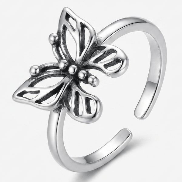 Bague en Argent Vintage Papillon - (RÉGLABLE)