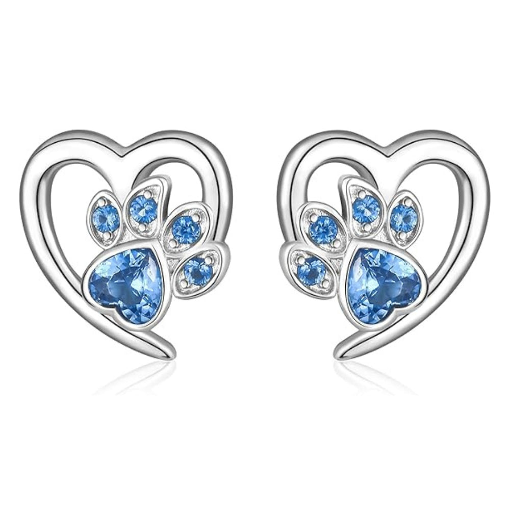 Boucles d'oreilles Patte et Cœur en Zirconium