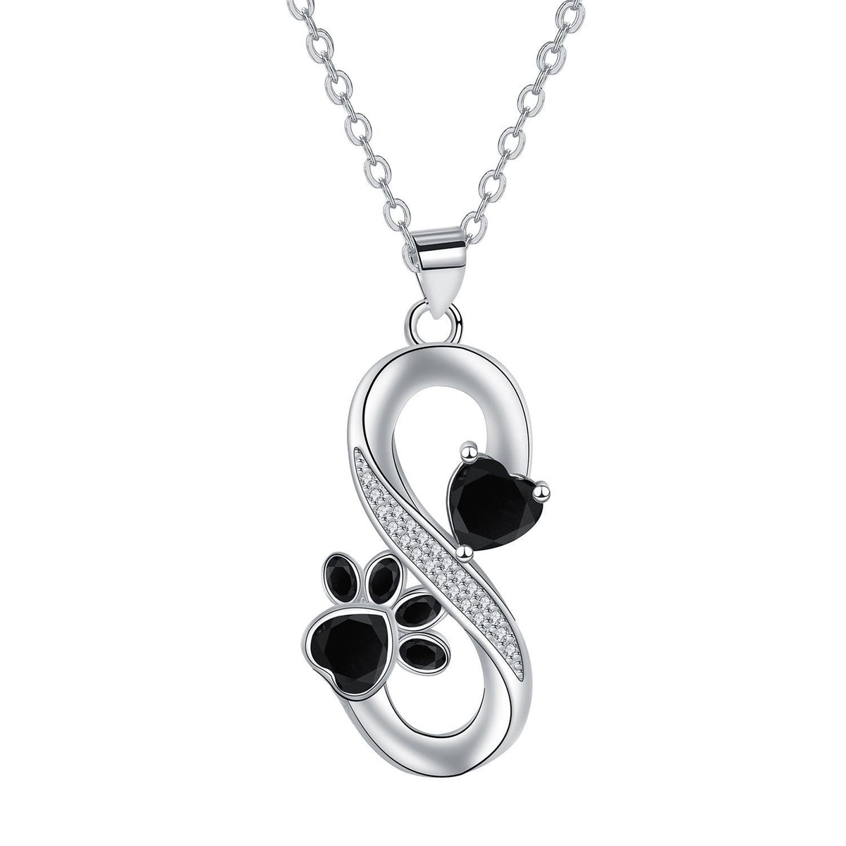 Collier Symbole Infini Cœurs Empreinte de Patte