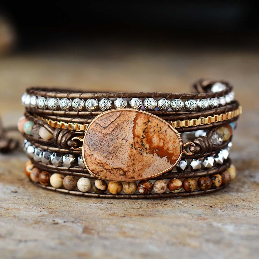 Bracelet en jaspe naturel fait main