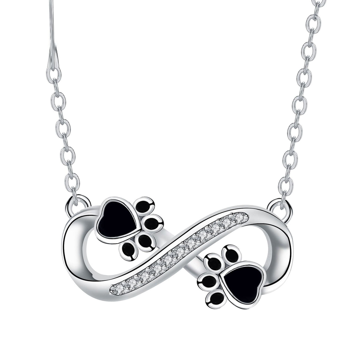 Collier Empreinte de Patte Infini avec Zircone