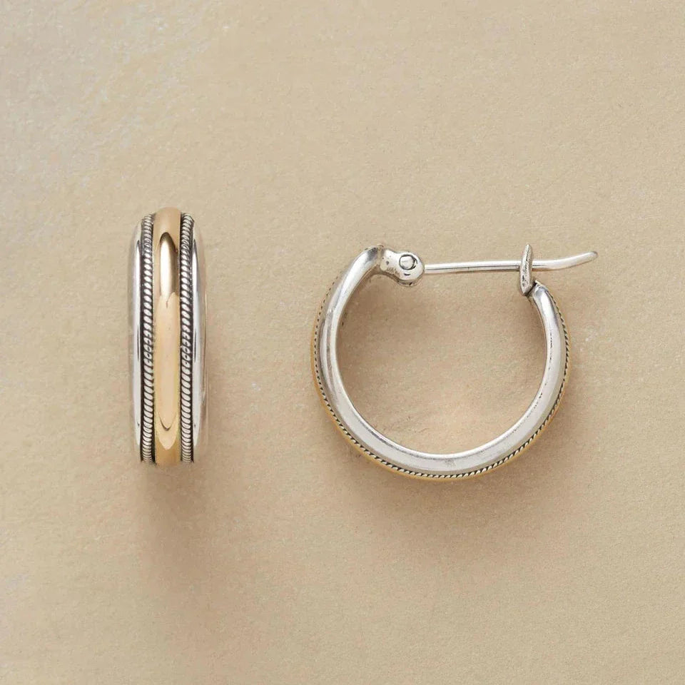 Boucles d'oreilles créoles vintage en argent doré