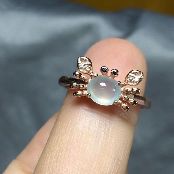 Bague Crabe en Cristal Bleu Vintage