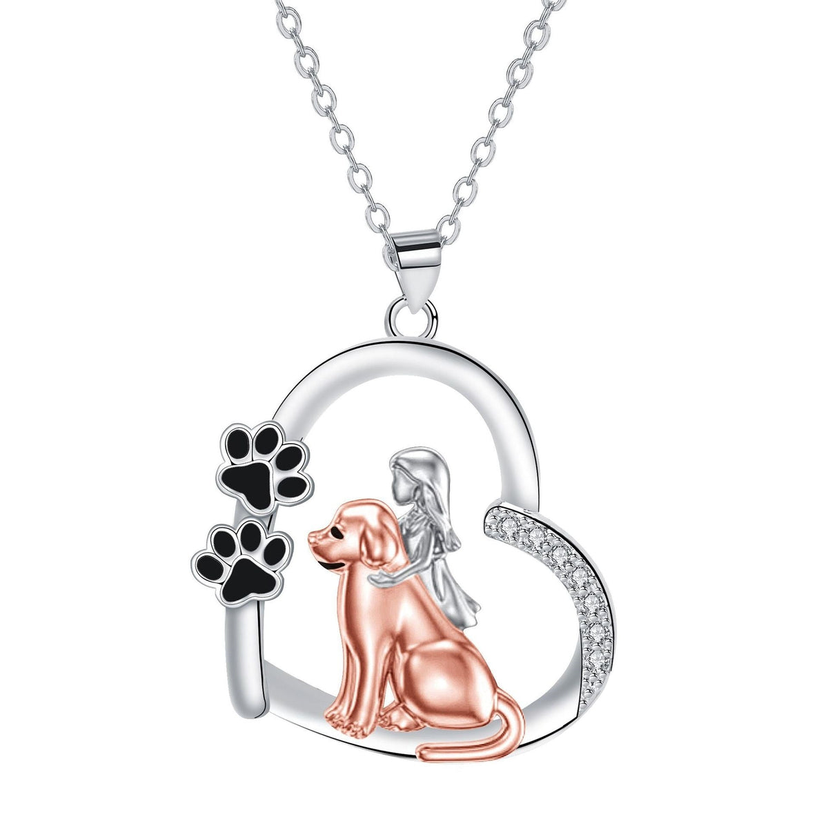 Collier fille et chien cœur