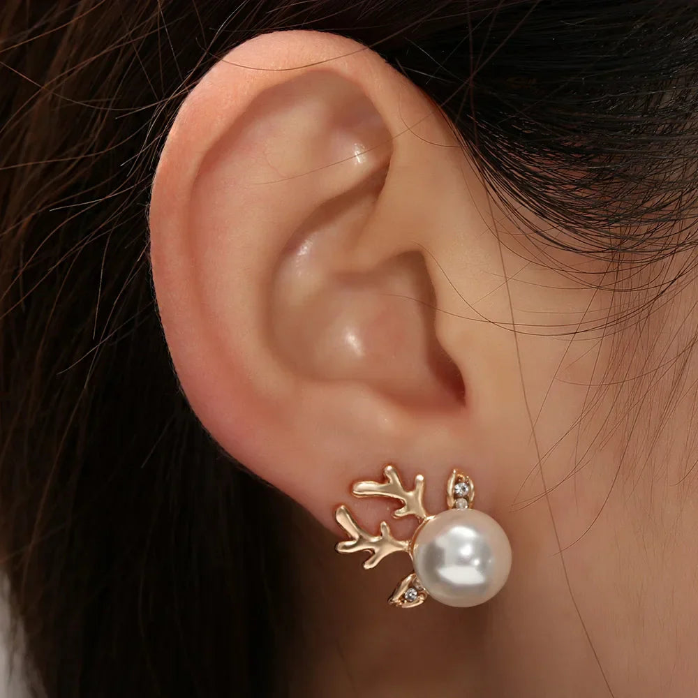 Boucles d'oreilles perles renne de Noël