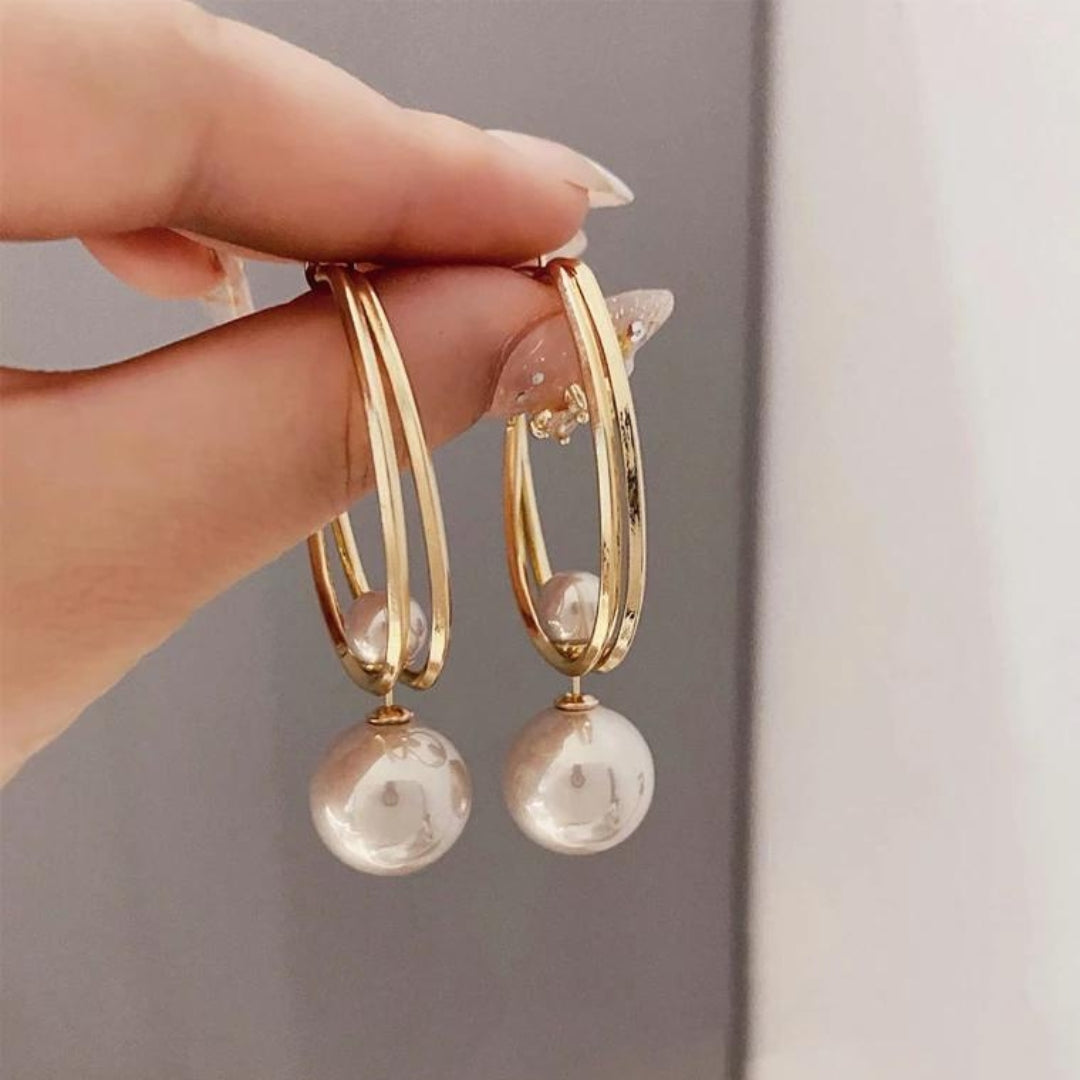 Boucles d'oreilles vintage en perles dorées