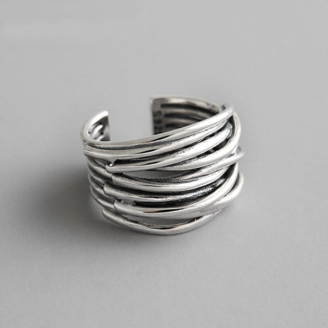 Bague superposée réglable en argent sterling 925