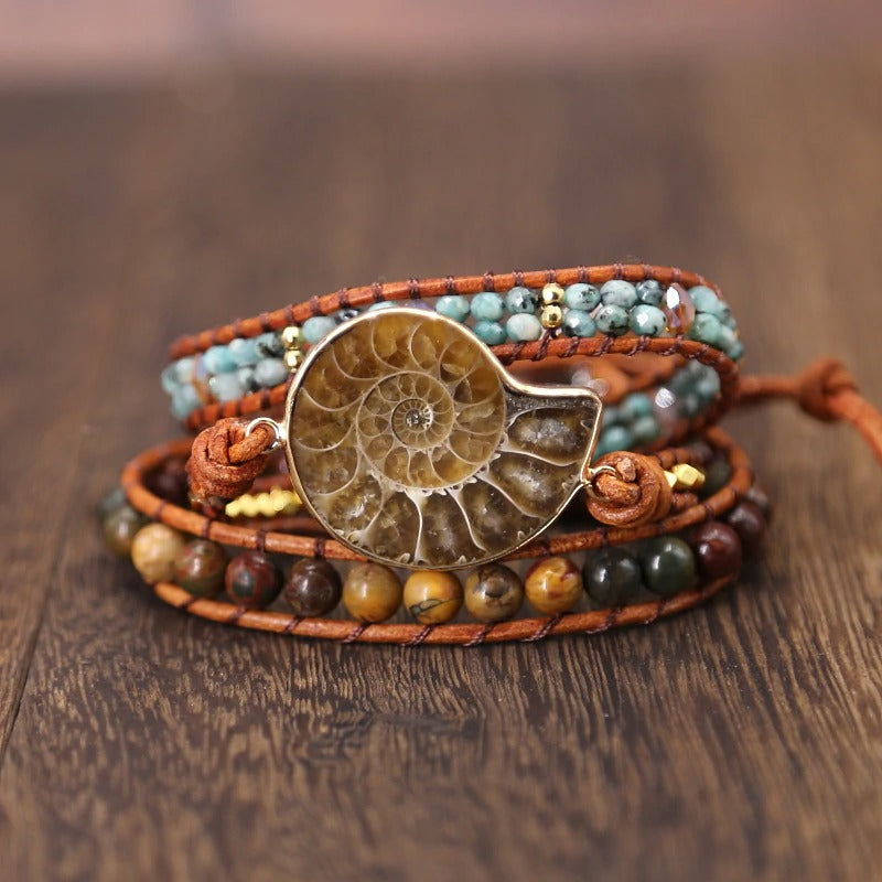 Bracelet fossile d'ammonite