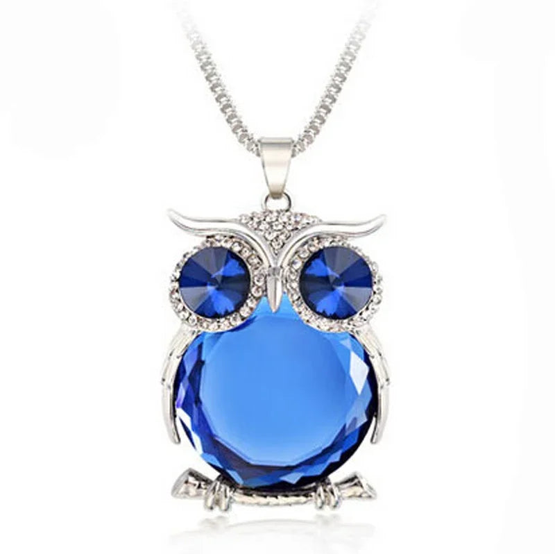 Collier pendentif Chouette de cristal