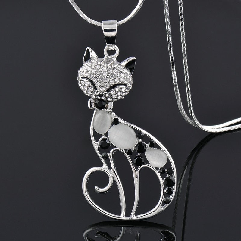 Collier Chats d'Amour en Argent Sterling et Oxyde de Zirconium