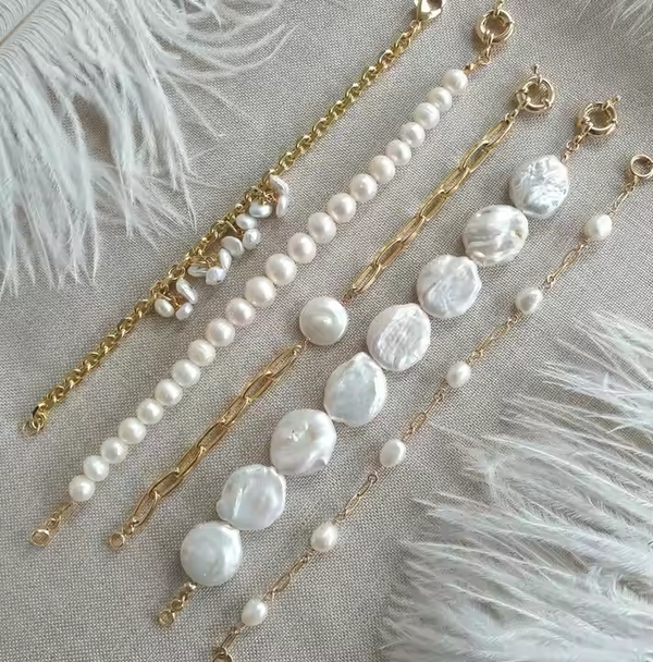 Bracelets vintage en perles baroques
