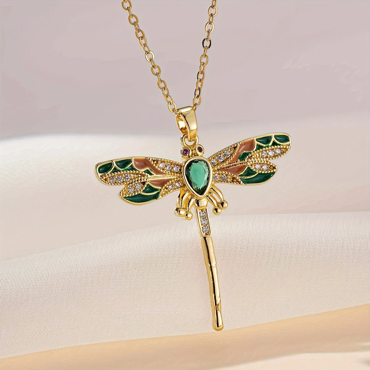 Collier Rêves Dorés Libellule Dansante