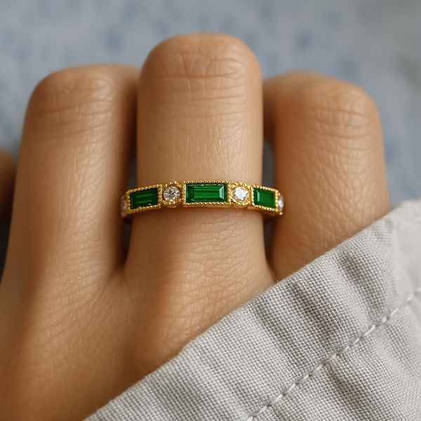Alex - Bague en Or avec Zirconium Vert Incrusté