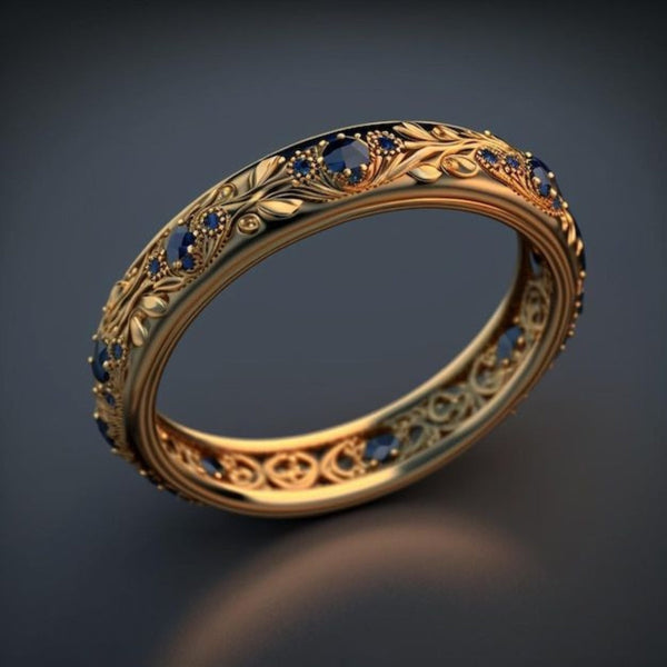 Bague Feuille en Zirconia Bleu Fin Exotique
