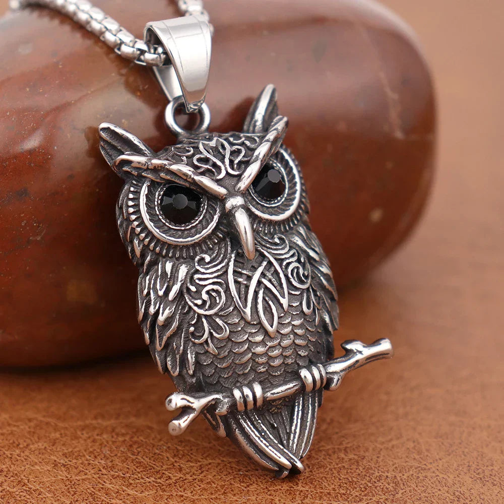 Collier avec pendentif hibou « sagesse vintage »