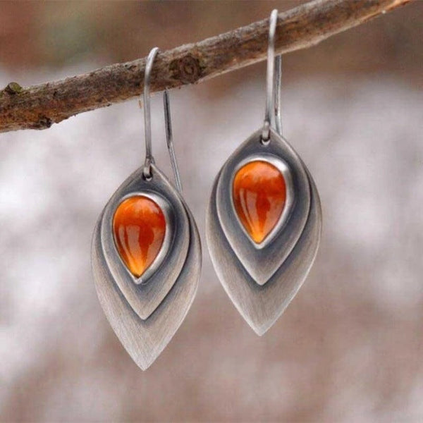 Boucles d'oreilles vintage en pierre orange