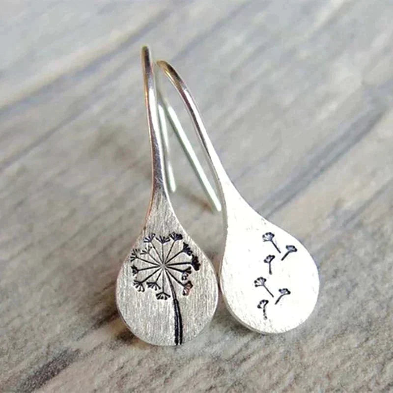 Boucles d'oreilles feuille de pissenlit en argent sterling 925