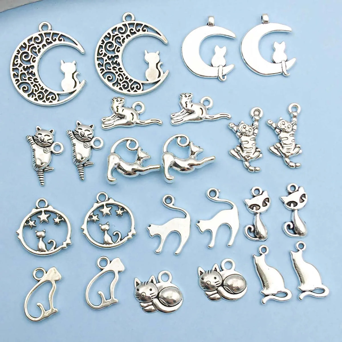 Collection de Breloques Vintage Chat en Argent