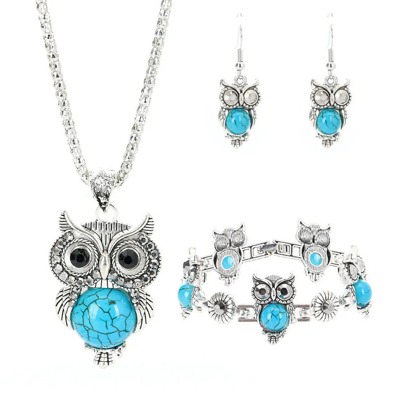 Parure de bijoux Sagesse Hibou Turquoise
