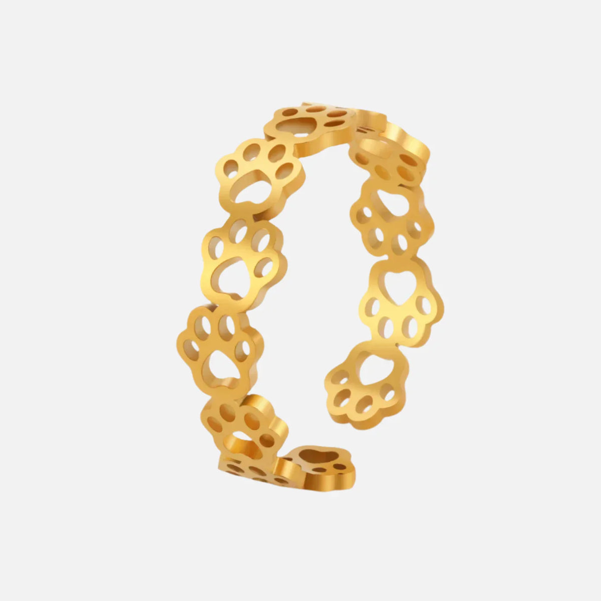 Bague ajustable patte de chien – Fabriquée en acier inoxydable
