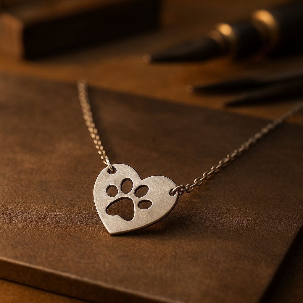 Collier pendentif Cœur et Patte Argent
