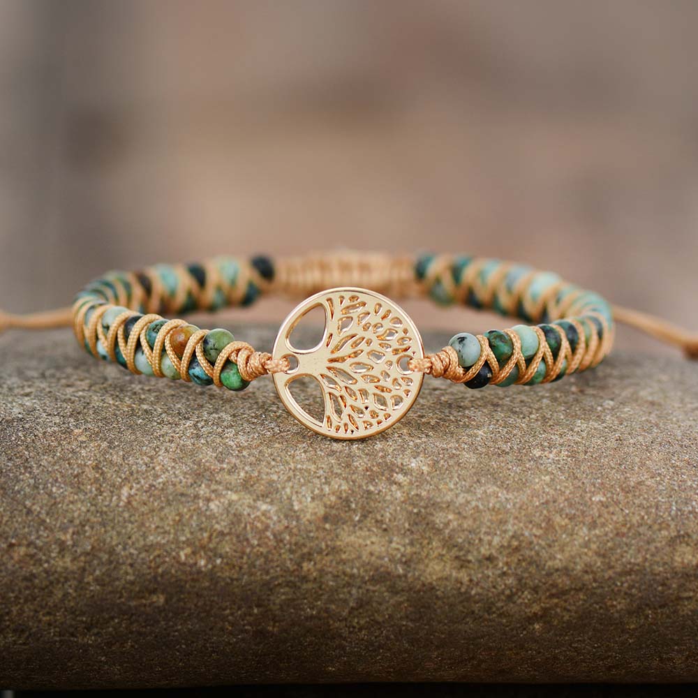Bracelet en turquoise africaine et arbre de vie