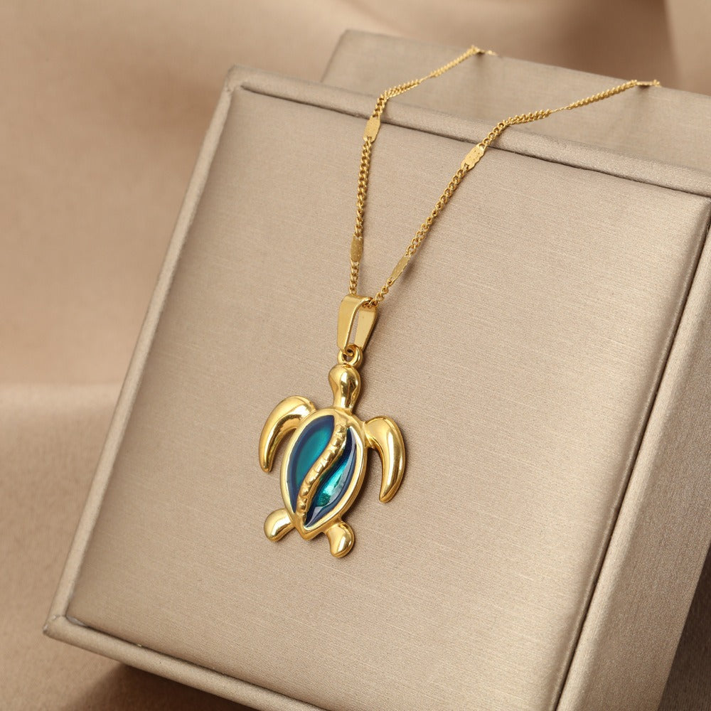 Collier Tortue Rêves Océaniques Bleus
