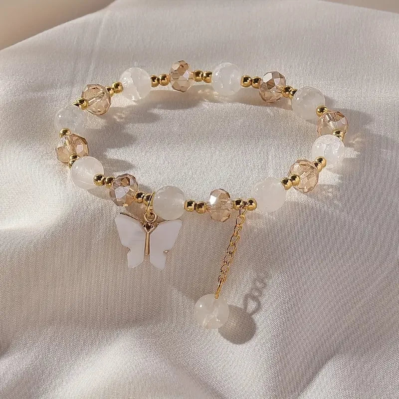 Magnifique Bracelet Extensible Perlé Papillon