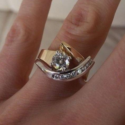 Bague Antique Irregulière en Or & Argent Zirconia | Or Mixte