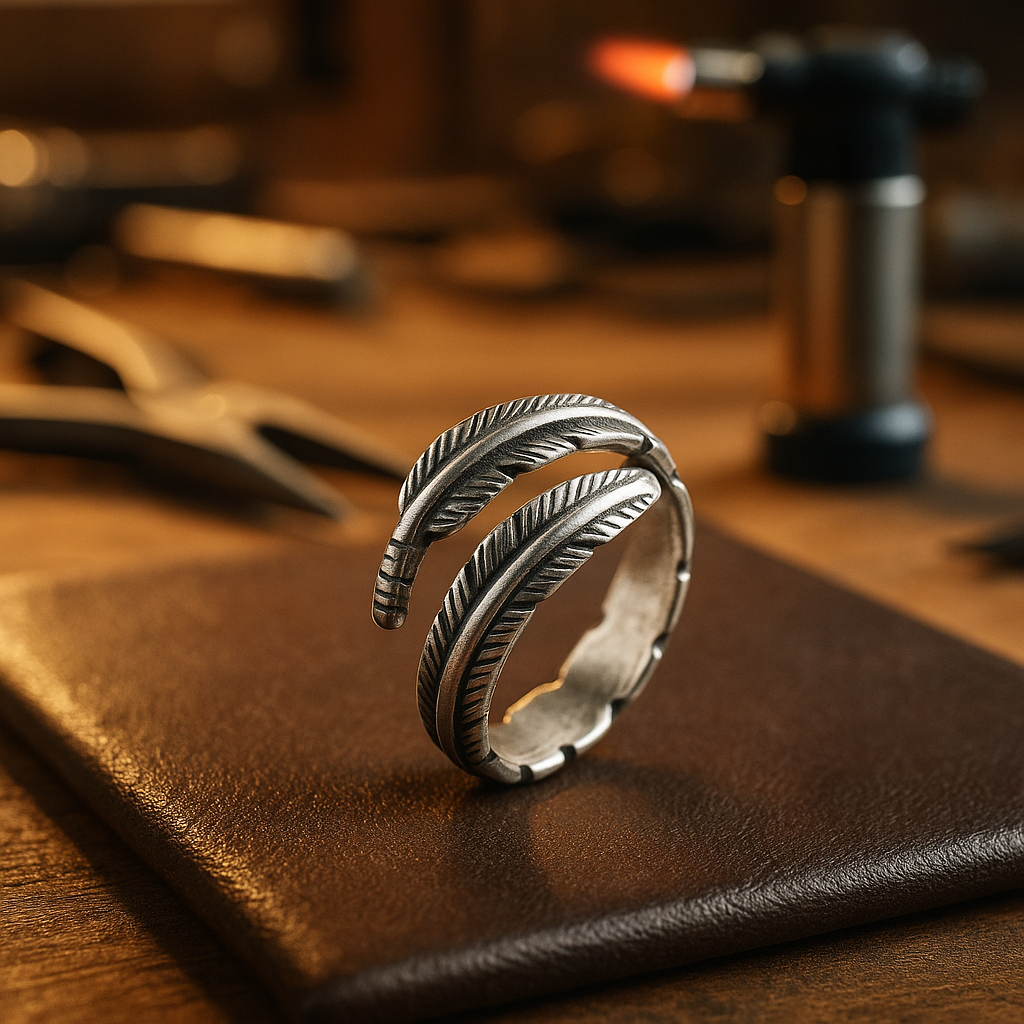 Plume d'ange - Bague commémorative ajustable