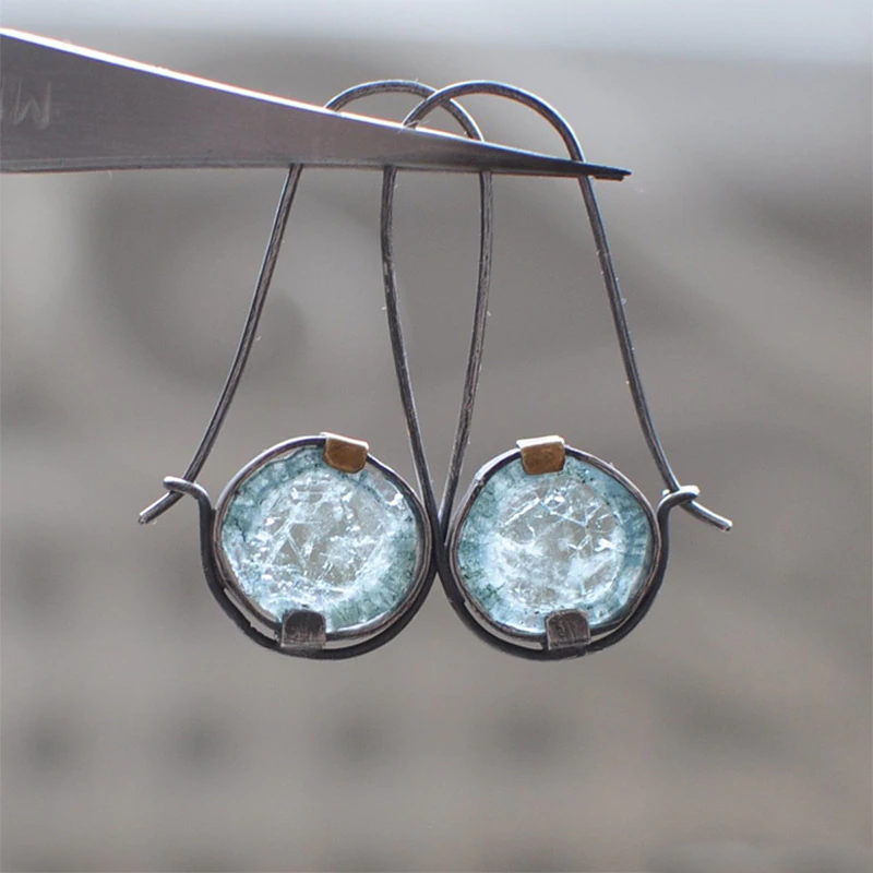Boucles d'oreilles vintage « Cristal de l'océan »