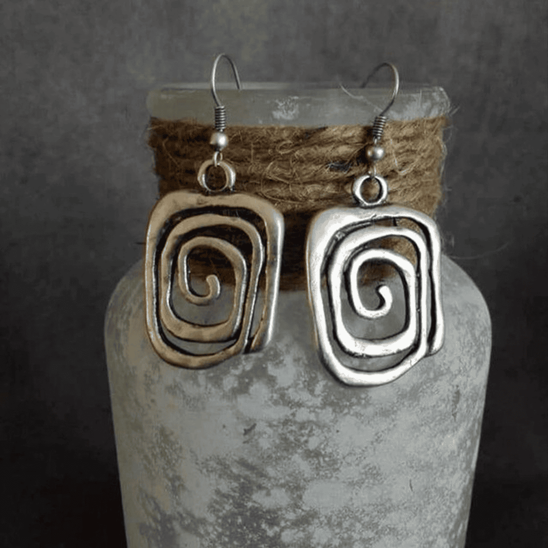Vintage Spiral Silver Earrings