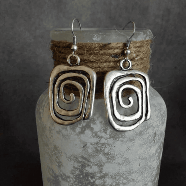 Vintage Spiral Silver Earrings