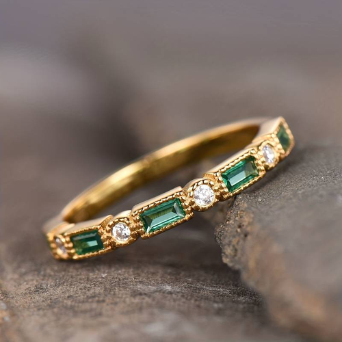 Alex - Bague en Or avec Zirconium Vert Incrusté