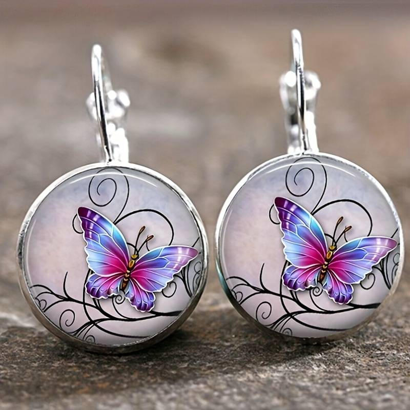 Boucles d'oreilles papillon vintage arrondies en cristal