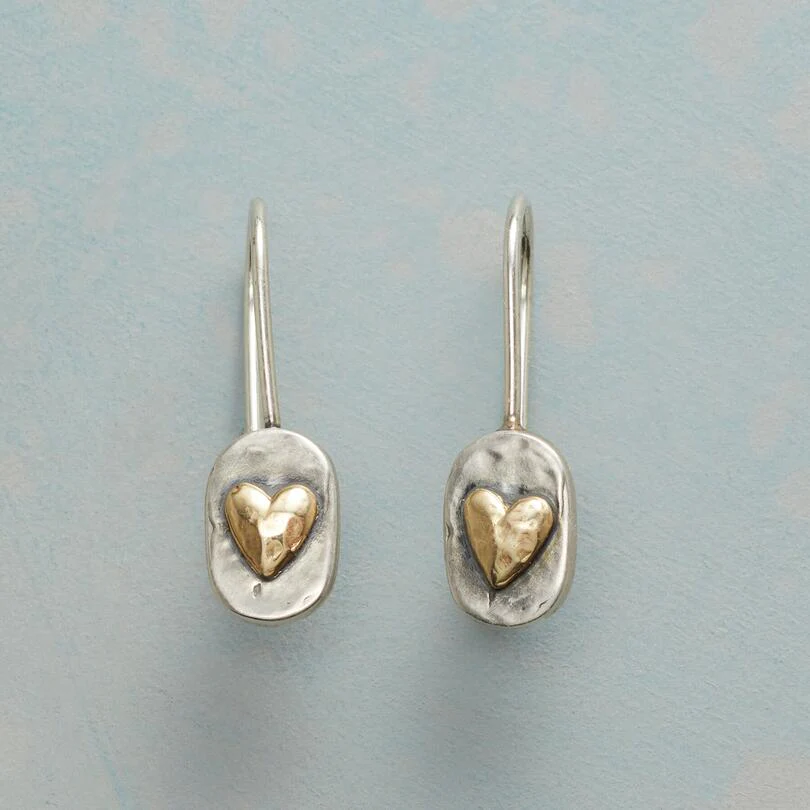 Boucles d'oreilles cœur en argent et or