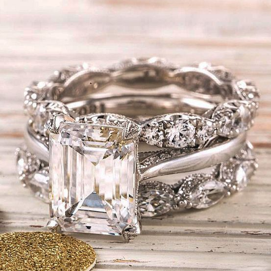 Bague vintage en argent superposée