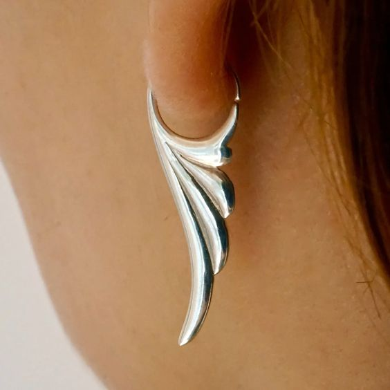 Boucles d'oreilles vintage ailes d'argent