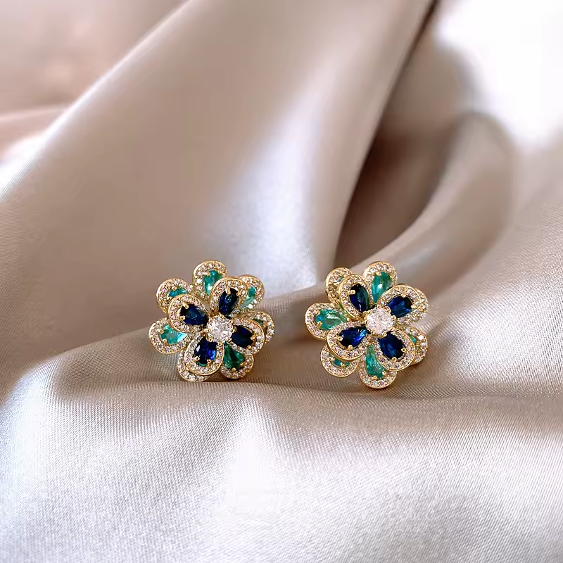 Boucles d'oreilles vintage fleurs éclatantes