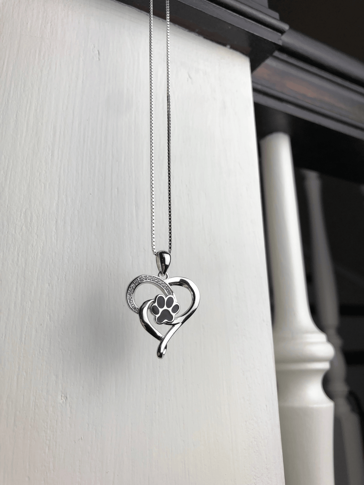 Collier Infini en Acier Inoxydable avec Cœur et Patte